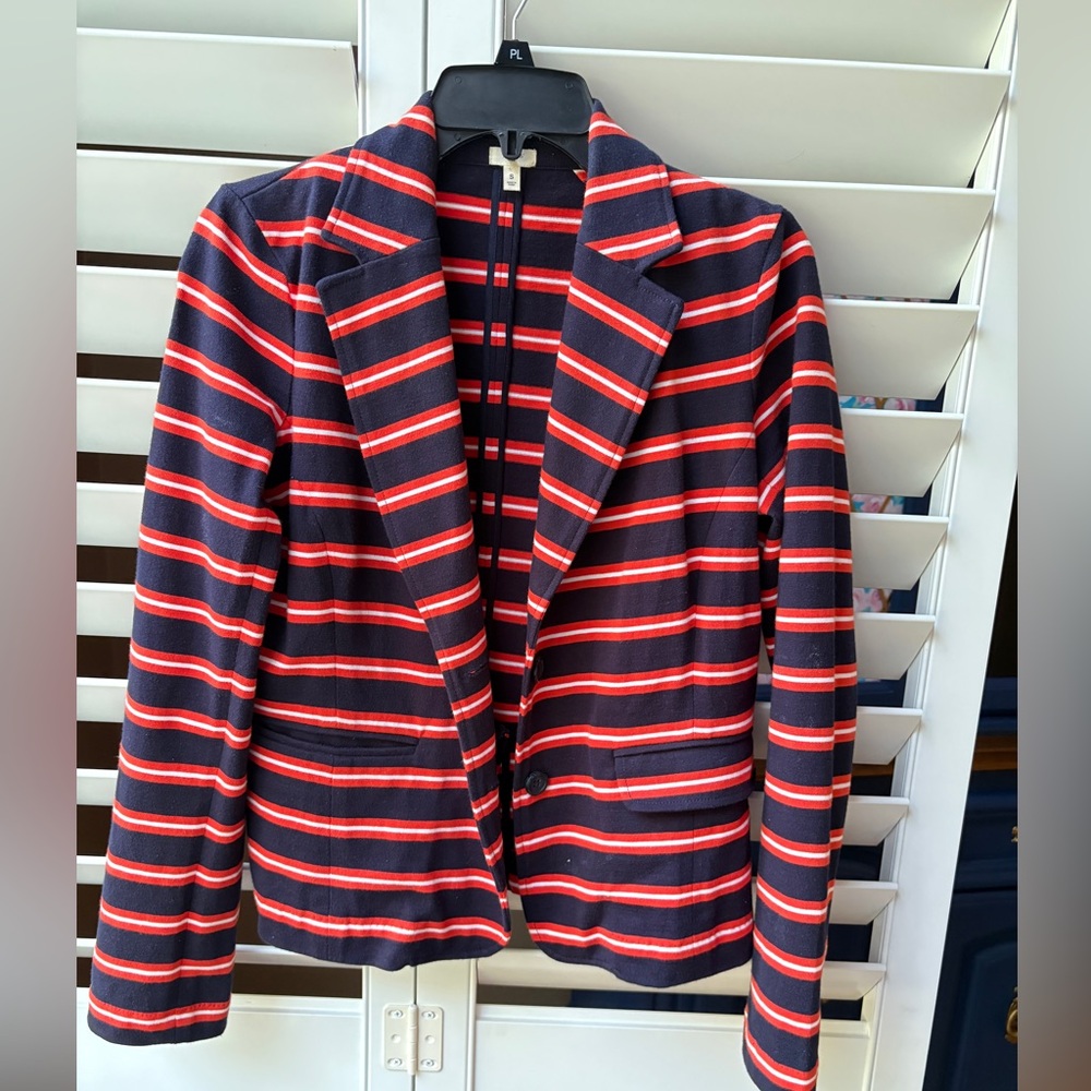 Striped Women's Blazer - Red  White and blue
